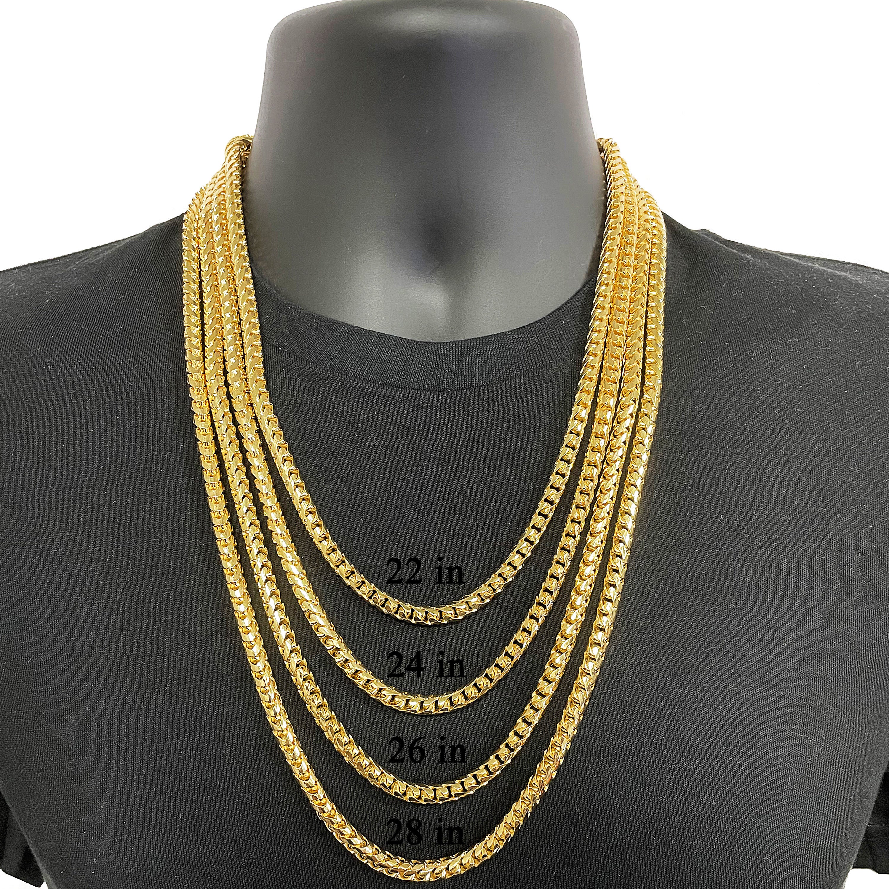Italian 14k Yellow Gold Solid Diamond Cut Franco Chain Necklace 5.5mm 28" 114.3g - 28" 114.3 grams