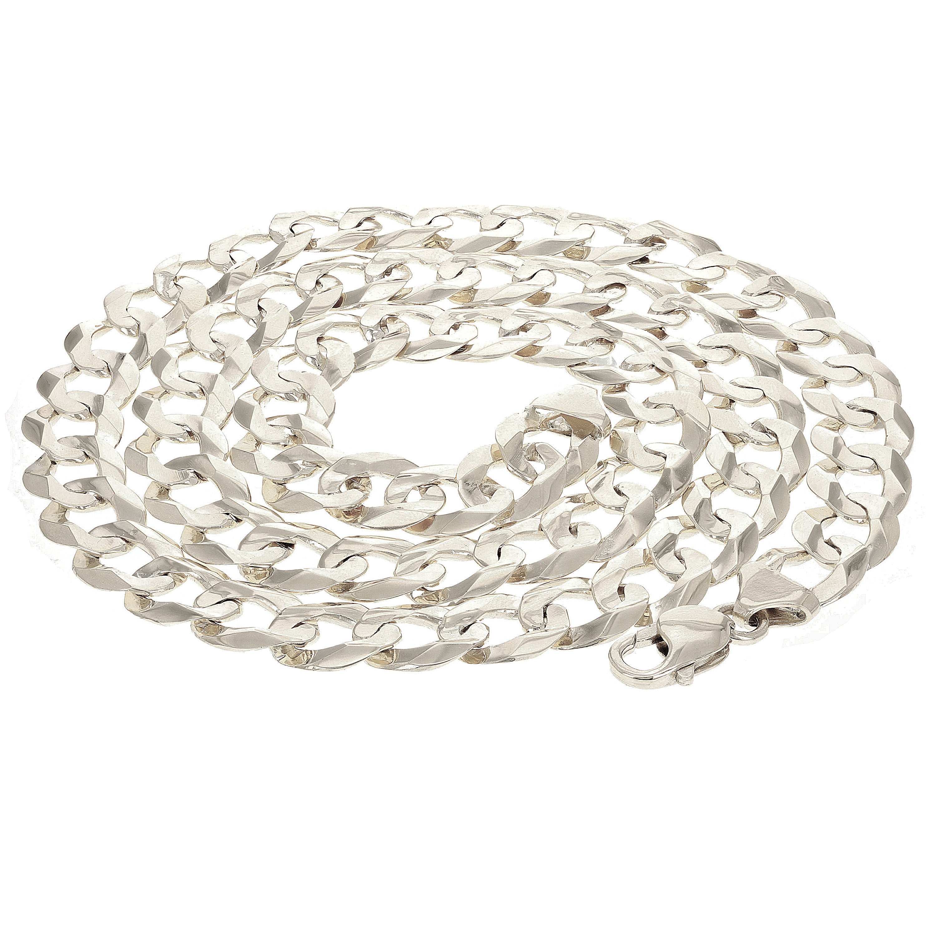 Men's 10k White Gold Solid Flat Cuban Link Chain Necklace 20" 12.5mm 74 grams - White,20" 74 grams