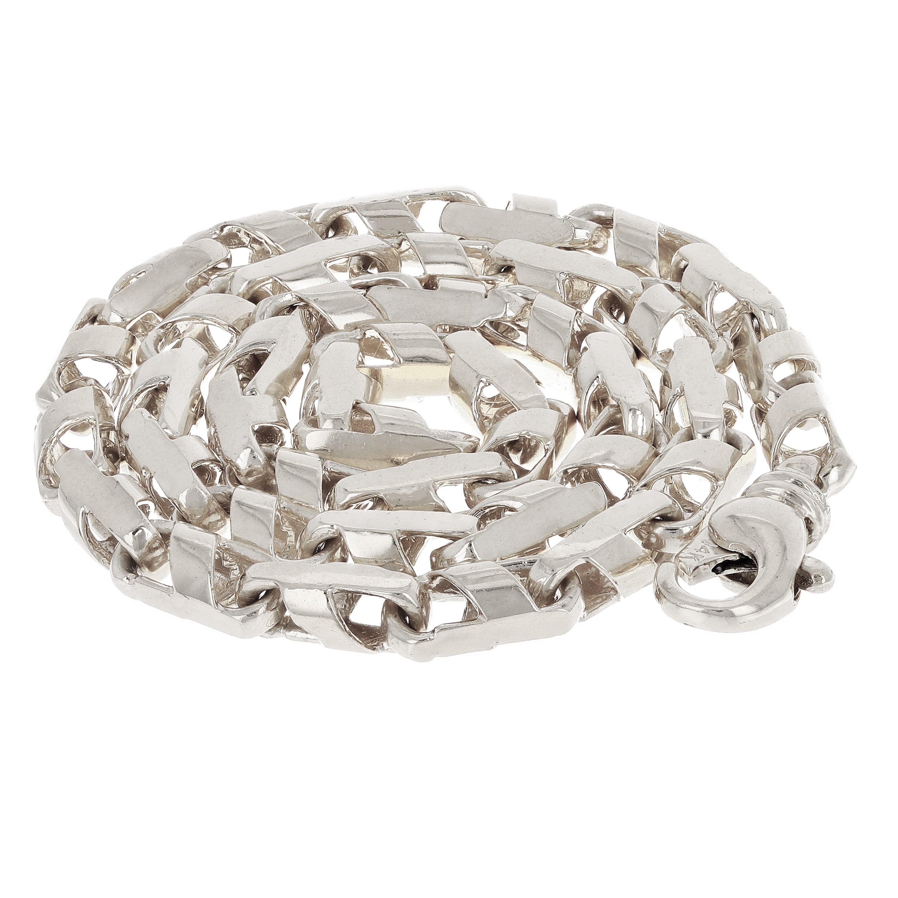 14k White Gold Handmade Fashion Link Necklace 18" 5mm 32 grams - White,18"