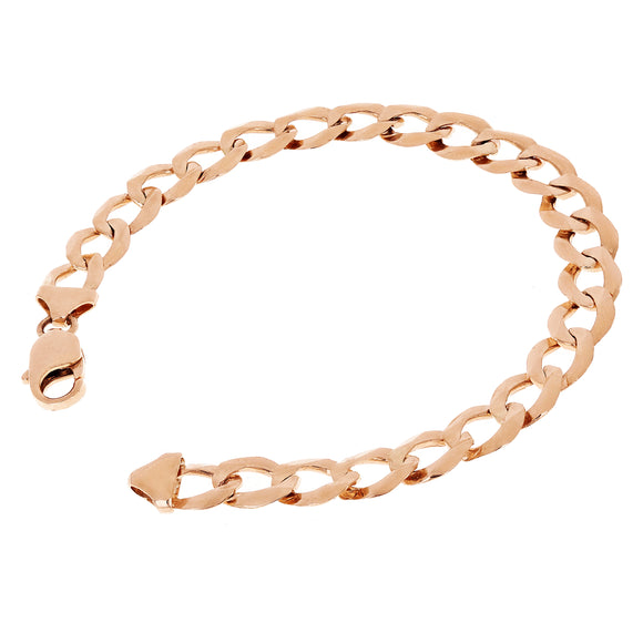 10k Rose Gold Solid Flat Cuban Curb Link Chain Bracelet 7