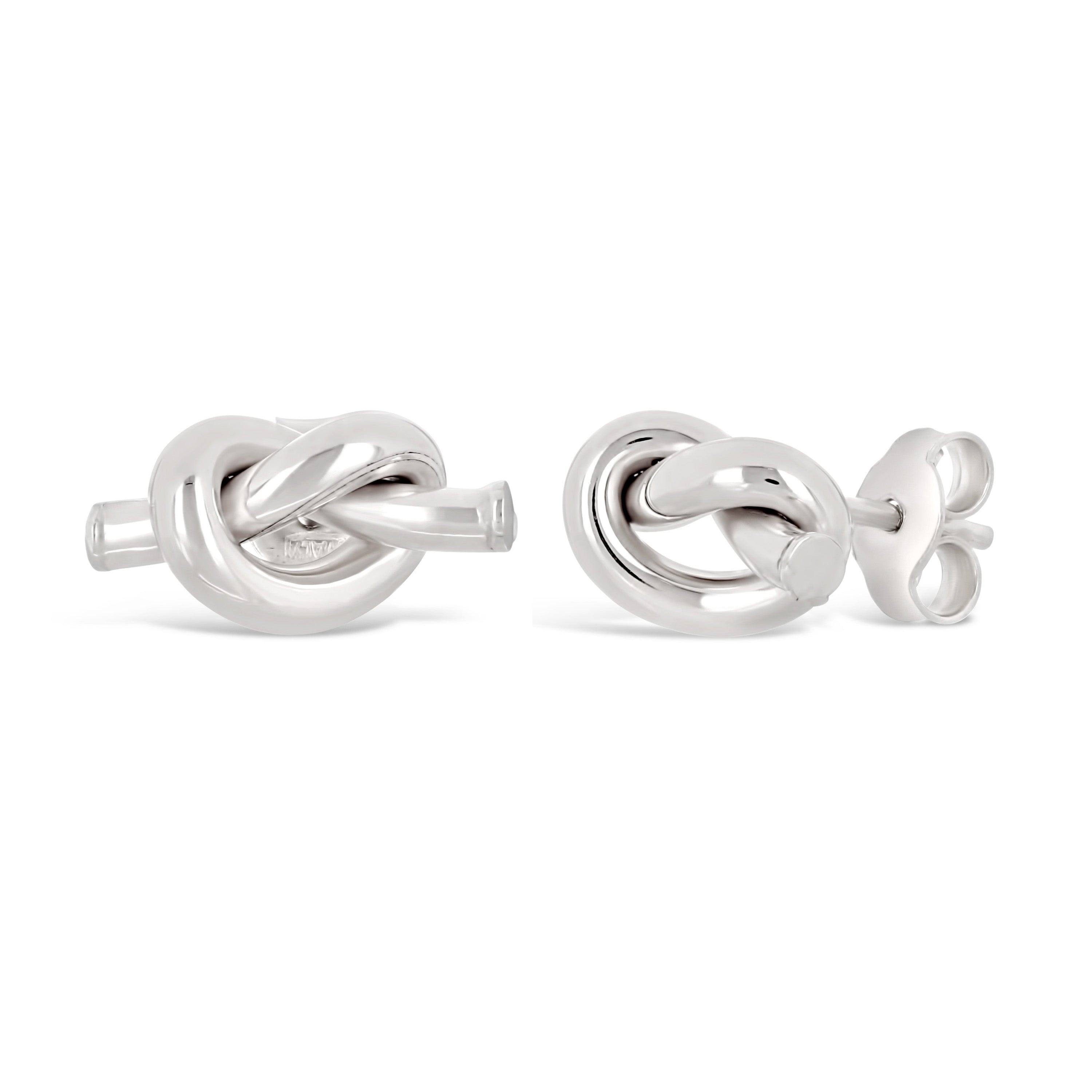 Italian 14k Yellow White or Rose Gold Pretzel Love Knot Tubular Stud Earrings