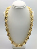 14k Yellow Gold Solid Twisted Diamond Cut Rope Chain Necklace 30" 12mm 310.9g