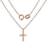 14k Rose Gold 0.04ctw Diamond Cross Pendant Small Religious Charm - Rose