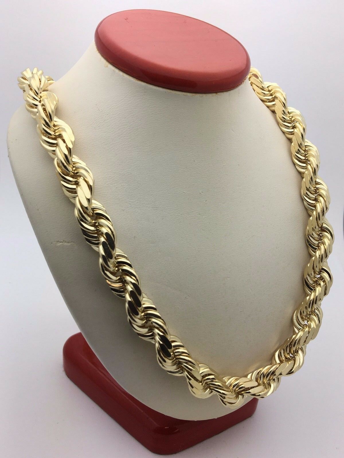 14k Yellow Gold Solid Diamond Cut Rope Chain Necklace 26" 12mm 263 grams
