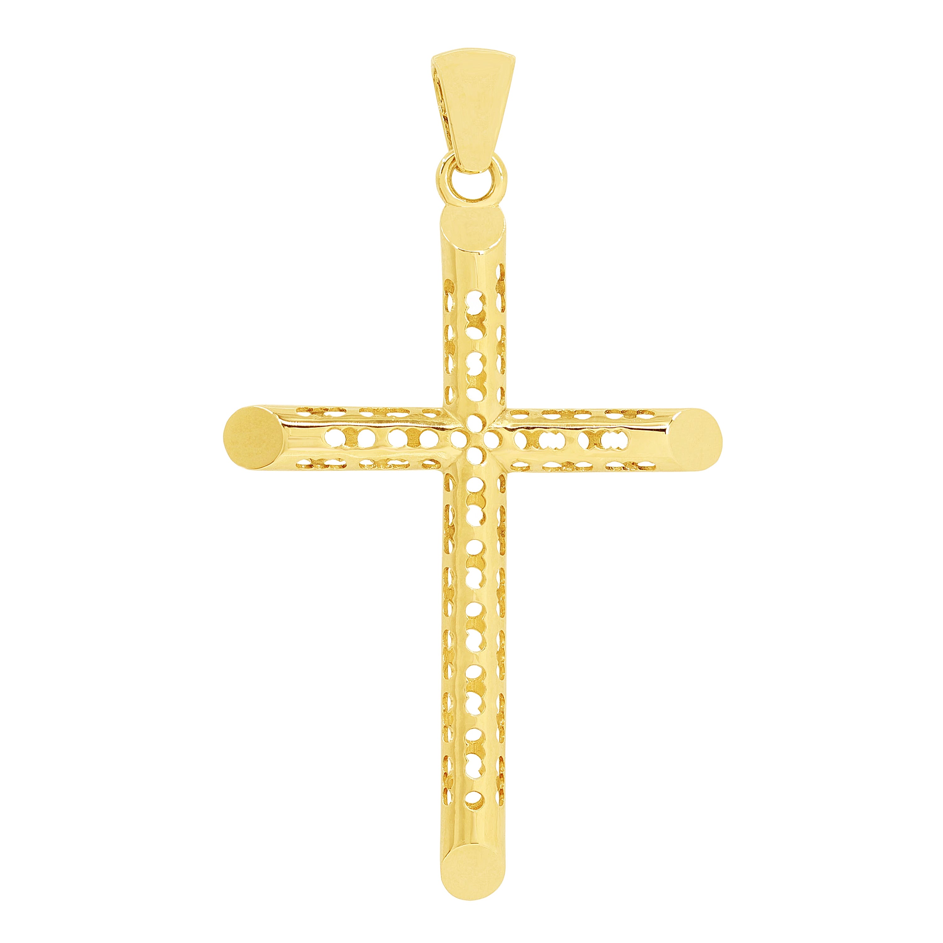 14k Yellow Gold 3D Cross Charm Pendant 2.5" 5.4 grams - Medium