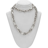 18k White Gold Solid Handmade Link Chain Necklace 22" 8.5mm 158 grams - White,22"