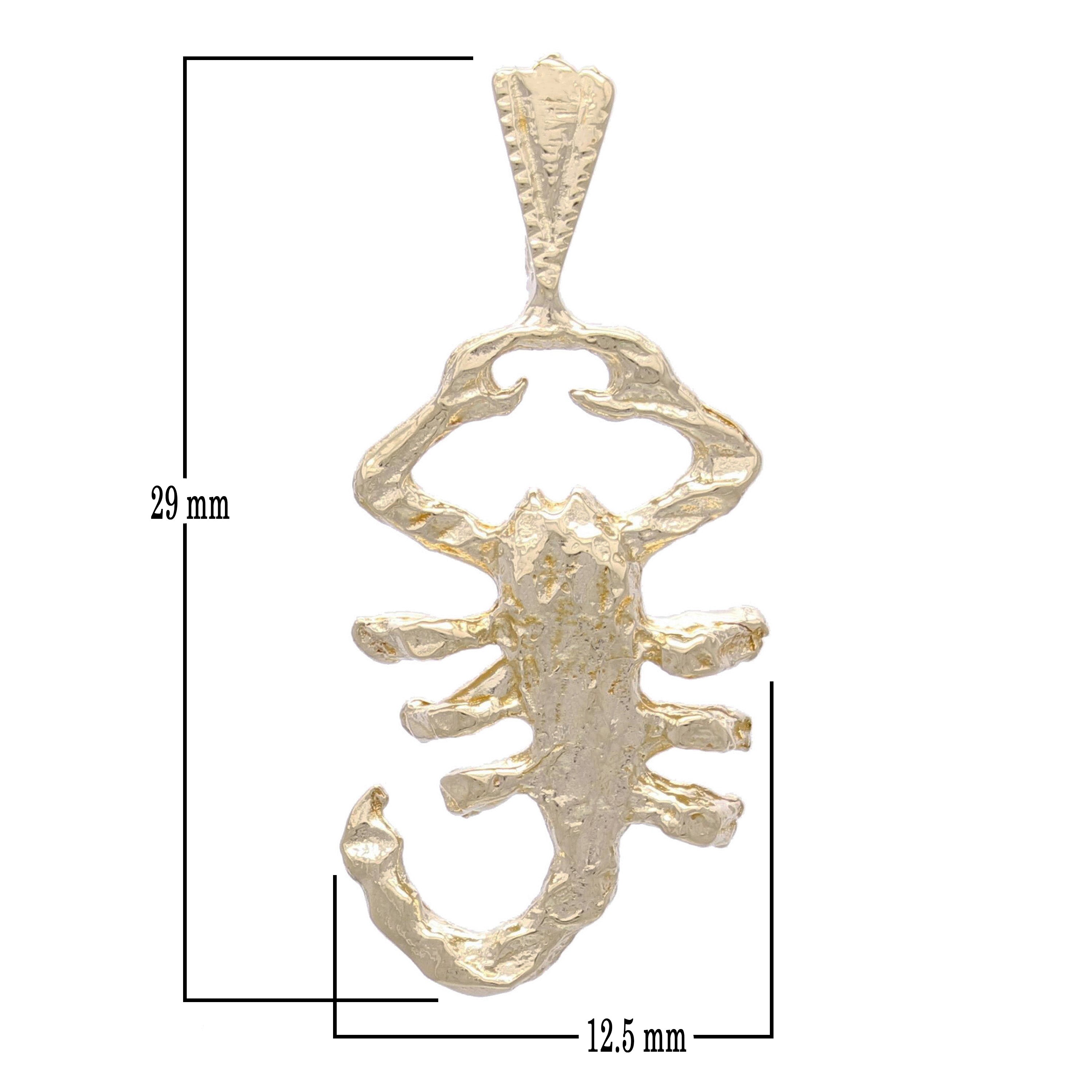 14k Yellow Gold Diamond Cut Zodiac Sign Scorpion Charm Pendant 1.1" 2.4 grams - Yellow