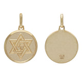 Italian 14k Yellow Gold Small Jewish Star of David Hebrew Chai Charm Pendant 2g