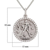 14k White Gold Diamond Zodiac Sign Libra Pendant Necklace 18" - Libra,White