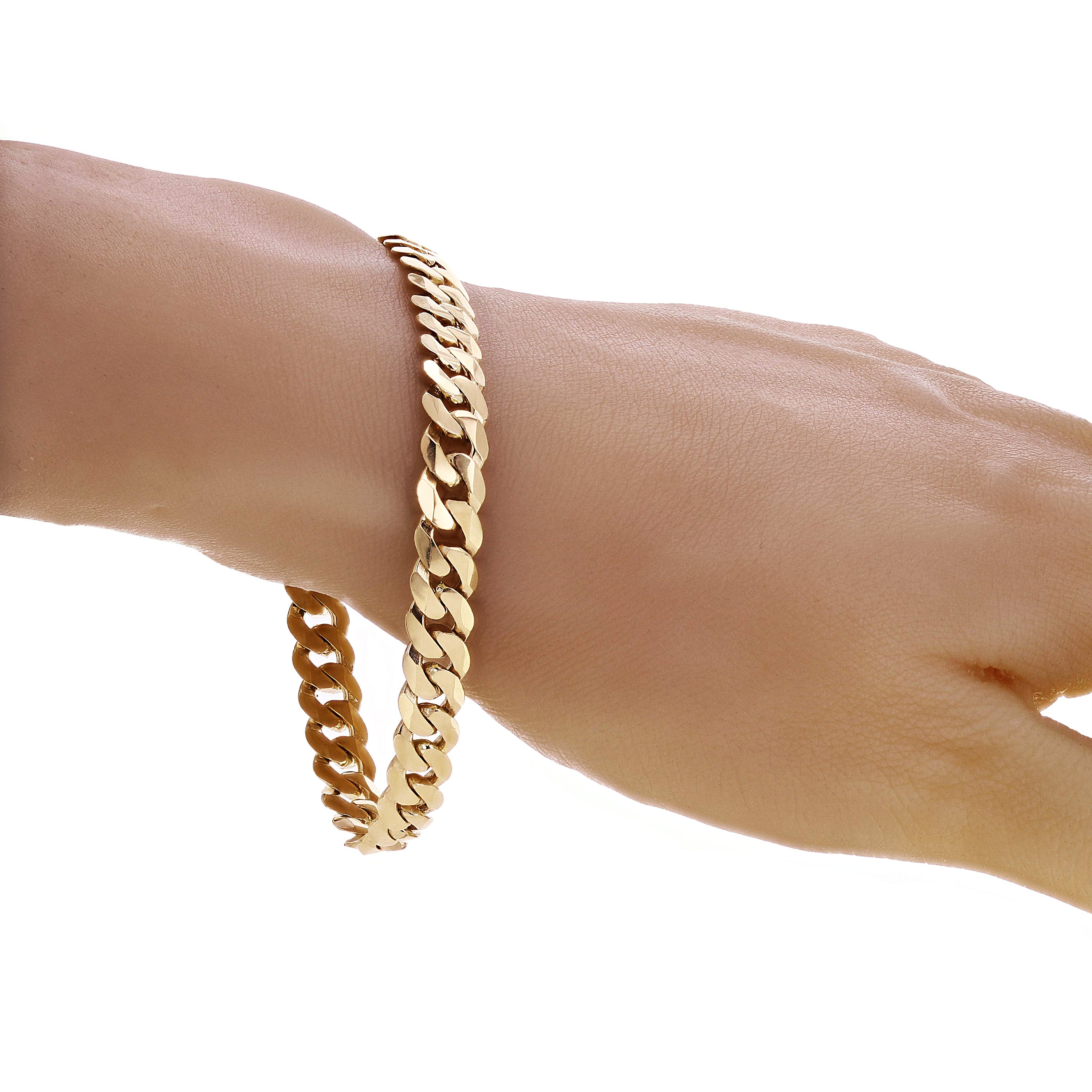 10k Yellow Gold Solid Curb Cuban Link Chain Bracelet 7" 8mm 18.4 grams - 7"