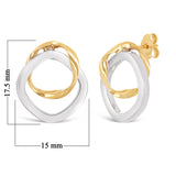 Italian 14k Yellow & White Gold Bright Shine Tubular Double Hoop Stud Earrings - Twisted Circle