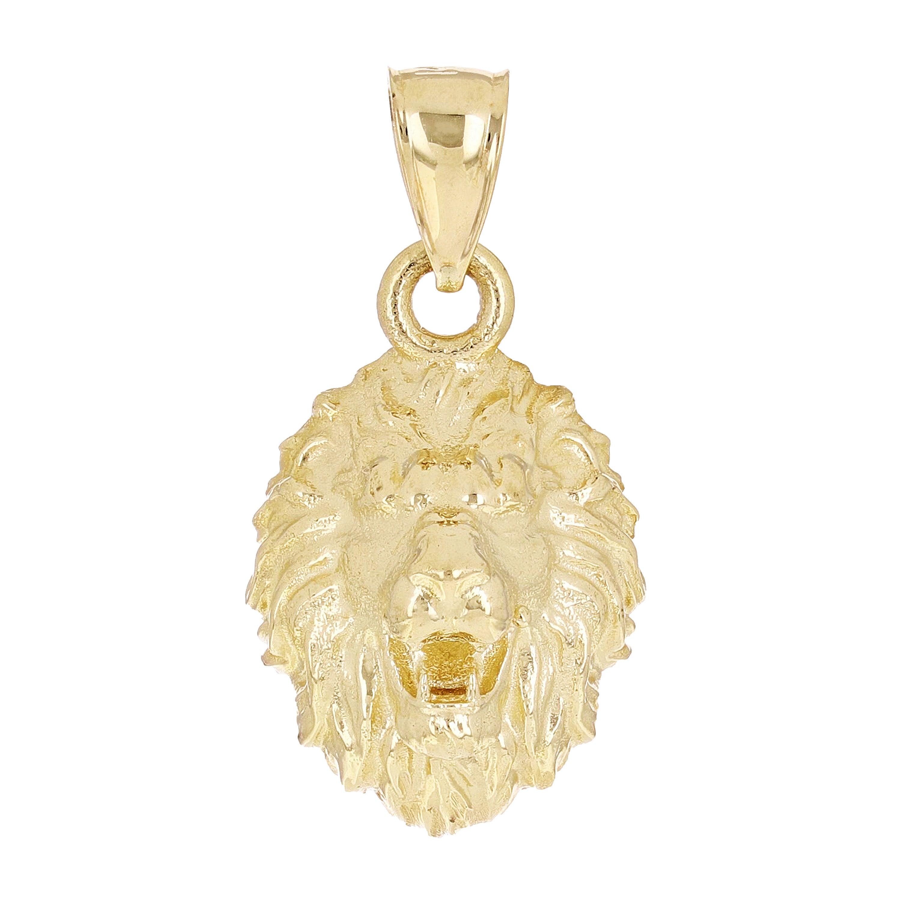 14k Yellow Gold 3D Lion Head Charm Pendant 1.1" 5 grams