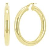 Italian 14k Yellow Gold Hollow High Polished Huggies Hoop Earrings 1.2" 5mm 4.4g