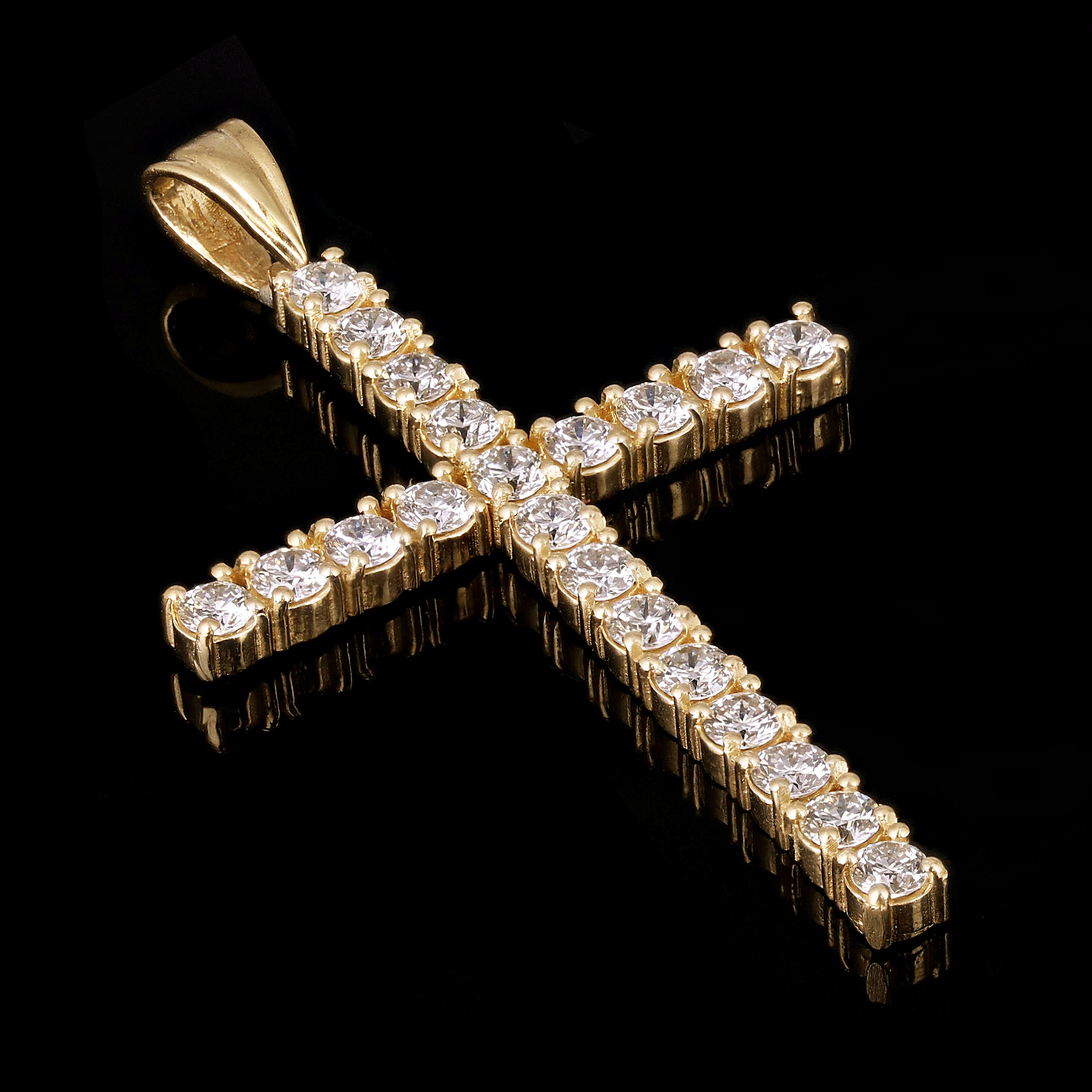 14k Yellow Gold 2.75ctw Diamond Cross Pendant 2.2" 6.5 grams