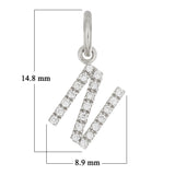 14k White Gold Diamond Initial Letter N Charm Pendant - Letter N,White