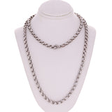14k White Gold Handmade Fashion Link Necklace 30" 4.5mm 60 grams - White,30"