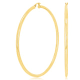 Italian 14k Yellow Gold High Polish 3mm 2.5" Diameter Round Hoop Earrings 5.7g