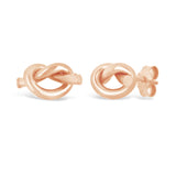 Italian 14k Rose Gold Bright Shine Pretzel Love Knot Tubular Stud Earrings - Rose,Small