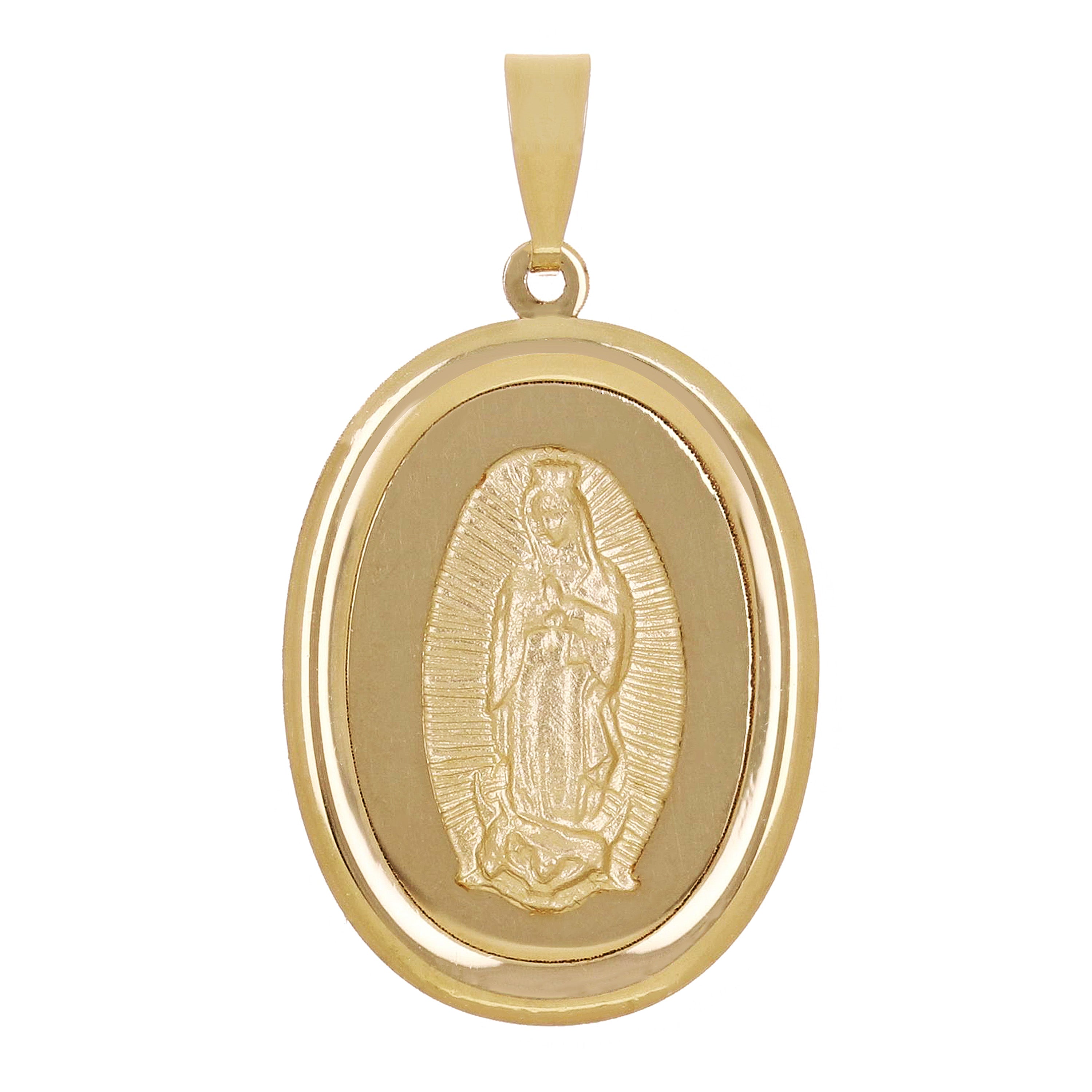 Italian 14k Yellow Gold Our Lady of Guadalupe Virgin Mary Charm Pendant 1.9g - Large