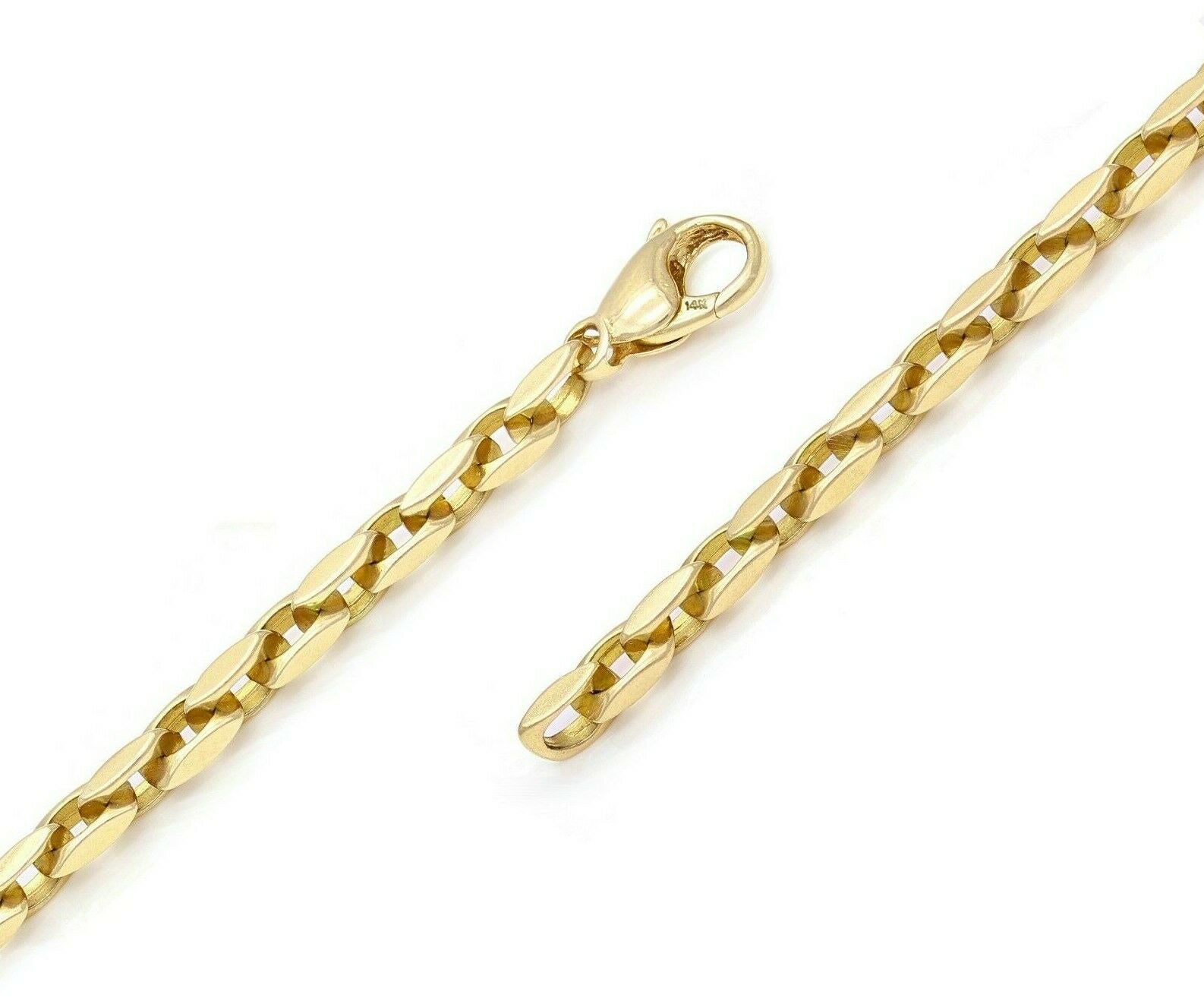 14k Yellow Gold Handmade Fashion Link Bracelet 8.5" 4.35mm 15.3 grams - Yellow,8.5"