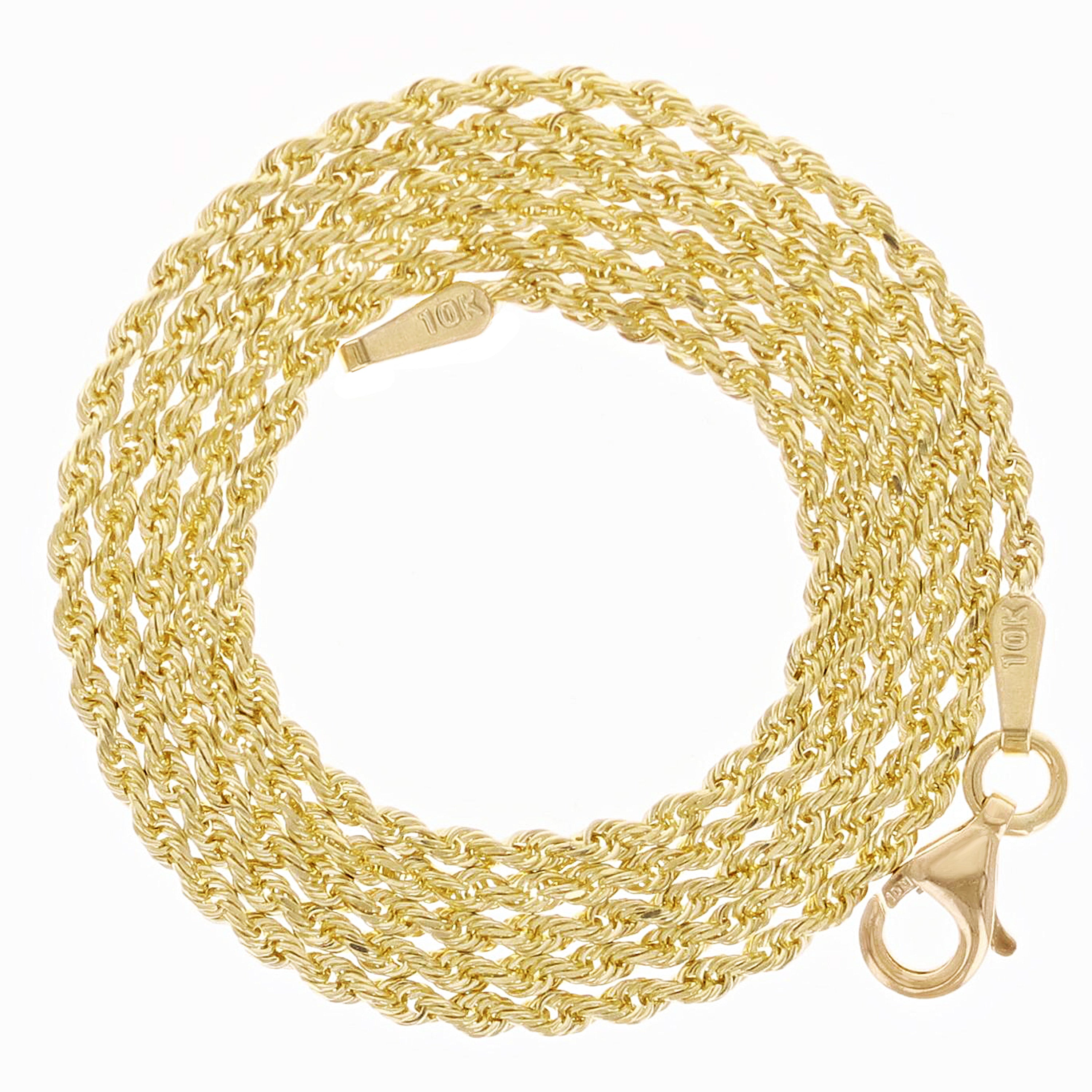 10k Yellow Gold Solid Diamond Cut Rope Chain Necklace 18" - 24" 1.5mm