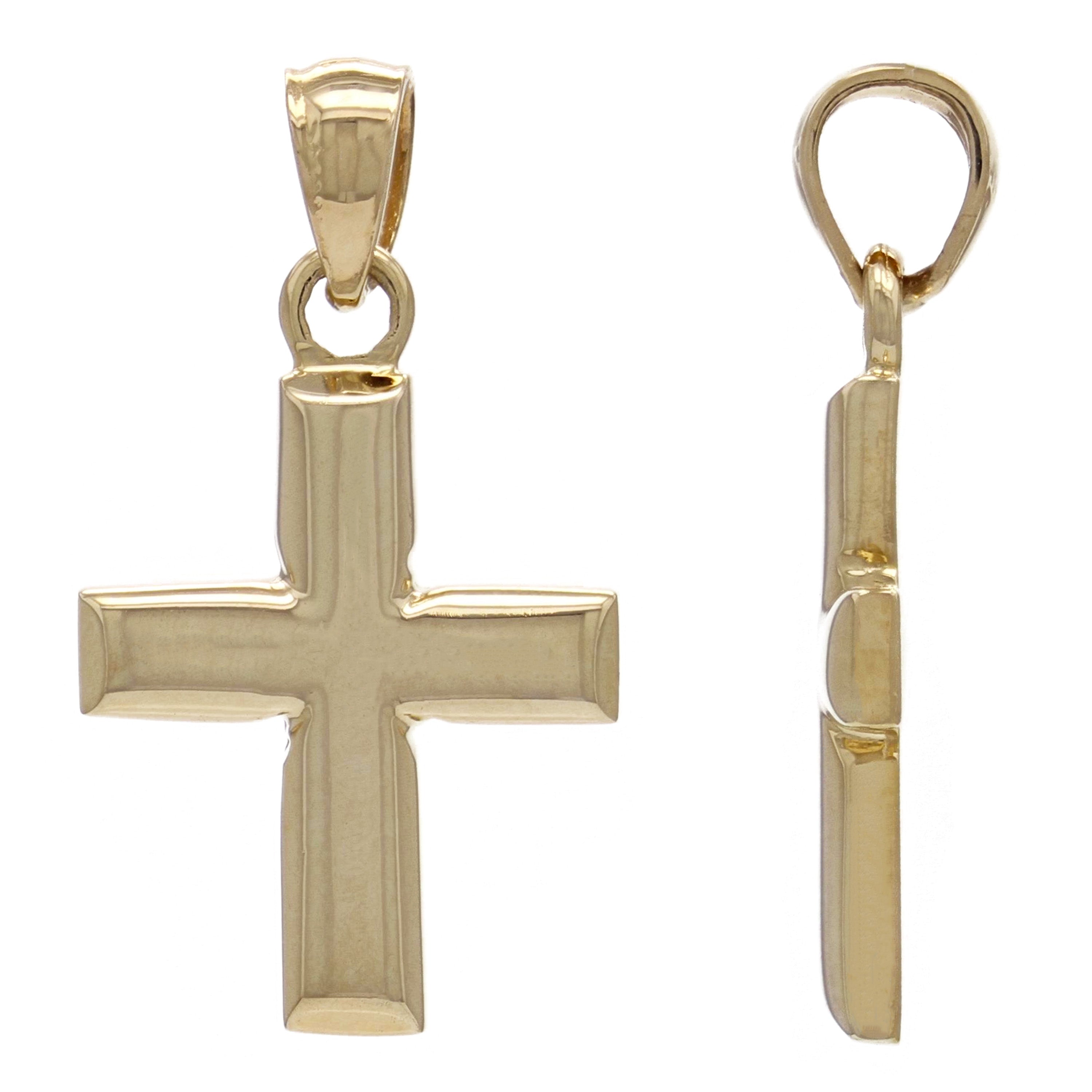 14k Yellow Gold Polished Plain Cross Pendant - Yellow
