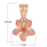 14k Rose Gold Solid Hawaiian Plumeria Flower Pendant 14.8mm x 9mm 0.5 grams - Medium