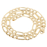 Men's 10k Yellow Gold Solid Figaro Chain Necklace 30" 9.7mm 77.4 grams - Yellow,30"