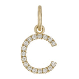 14k Yellow Gold Diamond Initial Letter C Charm Pendant - Letter C,Yellow