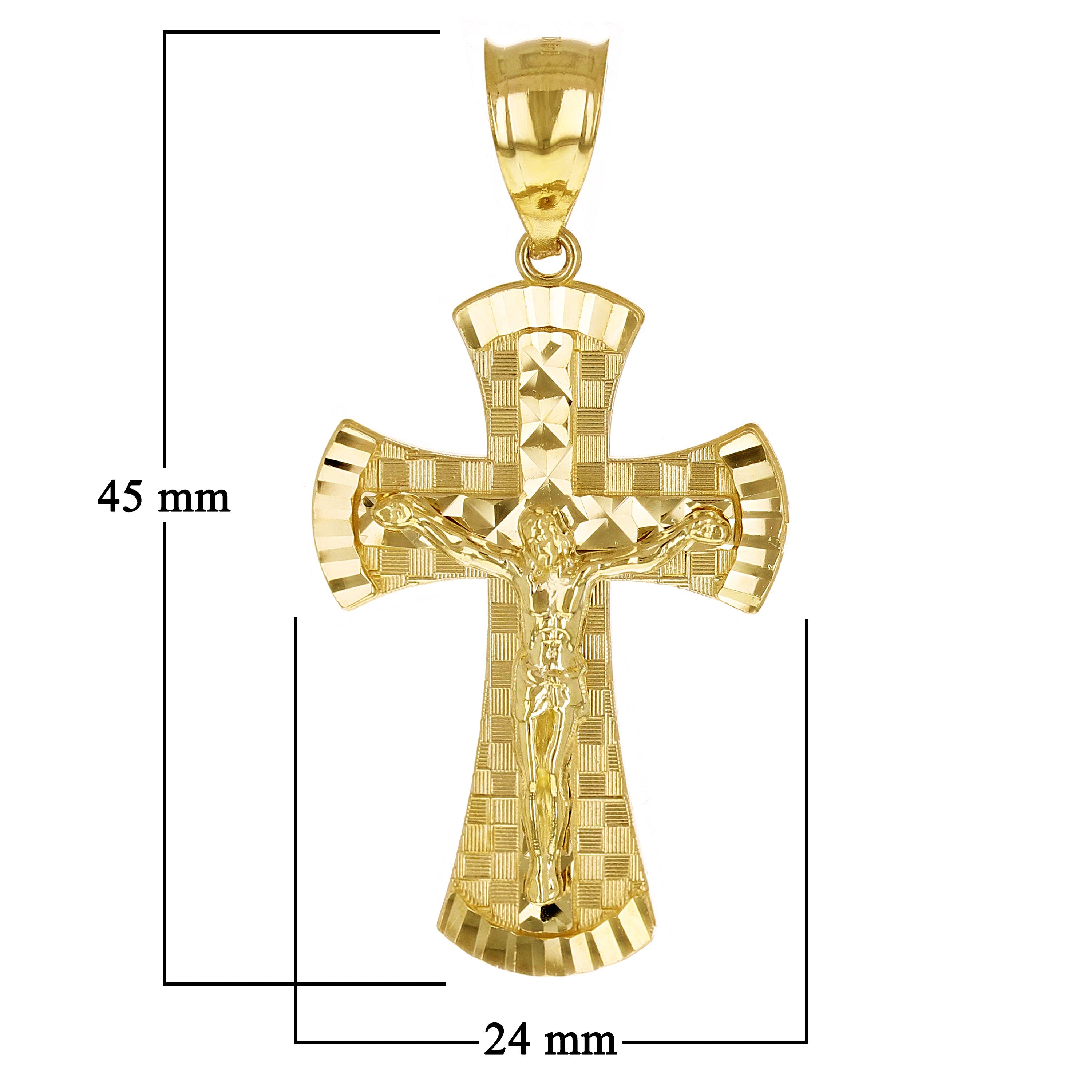 14k Yellow Gold 3D Diamond Cut Jesus Christ Crucifix Cross Pendant 1.9" 5.7grams
