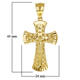 14k Yellow Gold 3D Diamond Cut Jesus Christ Crucifix Cross Pendant 1.9" 5.7grams