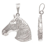 14k White Gold 3D Lucky Stallion Horse Head Charm Pendant 1.45" 8.4 grams - White