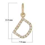 14k Yellow White or Rose Gold Diamond Initial Letter Charm Pendant - Letter D,Yellow