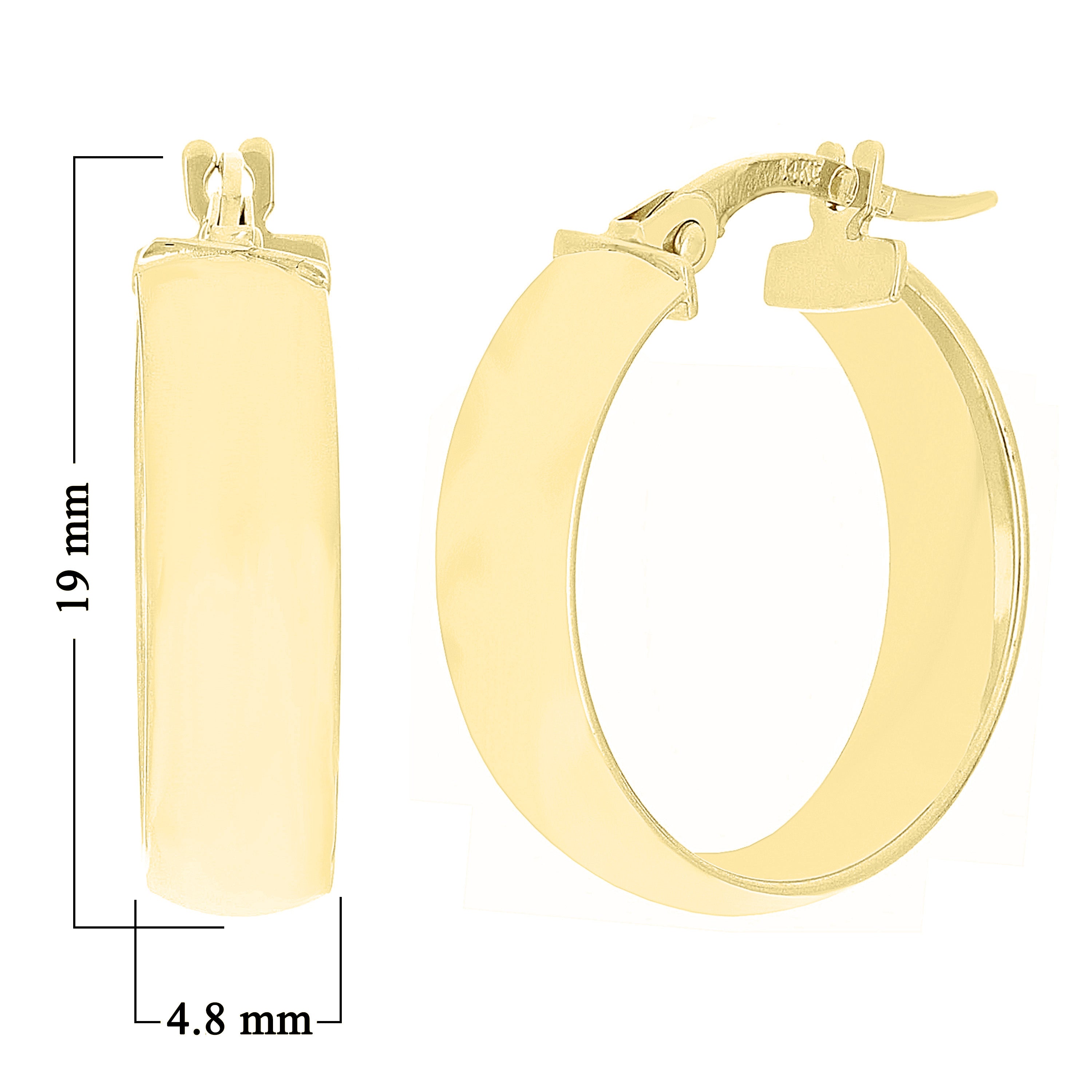 Italian 14k Yellow Gold Round Flat Tube Small Hollow Hoop 19mm x 4.8mm 1.6 grams