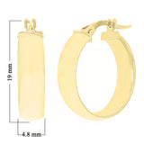 Italian 14k Yellow Gold Round Flat Tube Small Hollow Hoop 19mm x 4.8mm 1.6 grams