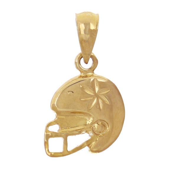 14k Yellow Gold Football Helmet Charm Pendant 21mm x 11.5mm 1.7 grams