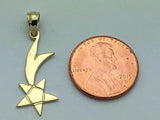 14k Yellow Gold Solid Shooting Star Charm Pendant 1.1 grams