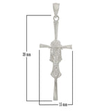14k White Gold Jesus Christ Face Crucifix Cross Charm Pendant 1.8" 2.8 grams - White