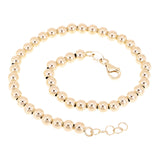 Italian 14k Yellow White or Rose Gold Hollow Ball Bead Bracelet 8" 4mm
