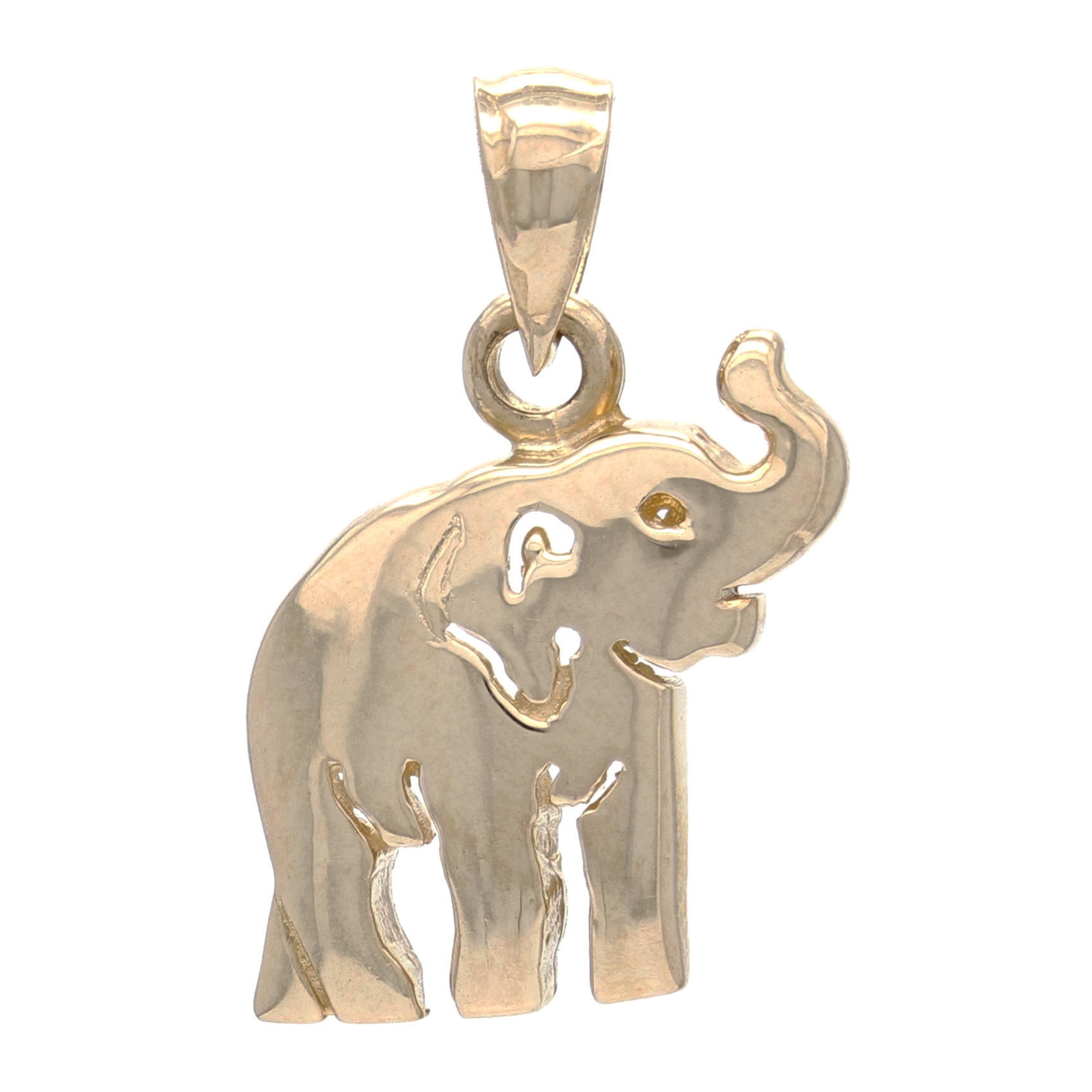 14k Yellow Gold High Polish Good Luck Charm 3D Elephant Pendant 2.4 grams - Yellow