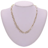 Italian 14k Yellow Gold Twist Oval & Paper Clip Link Chain Necklace 18" 14.7 grams