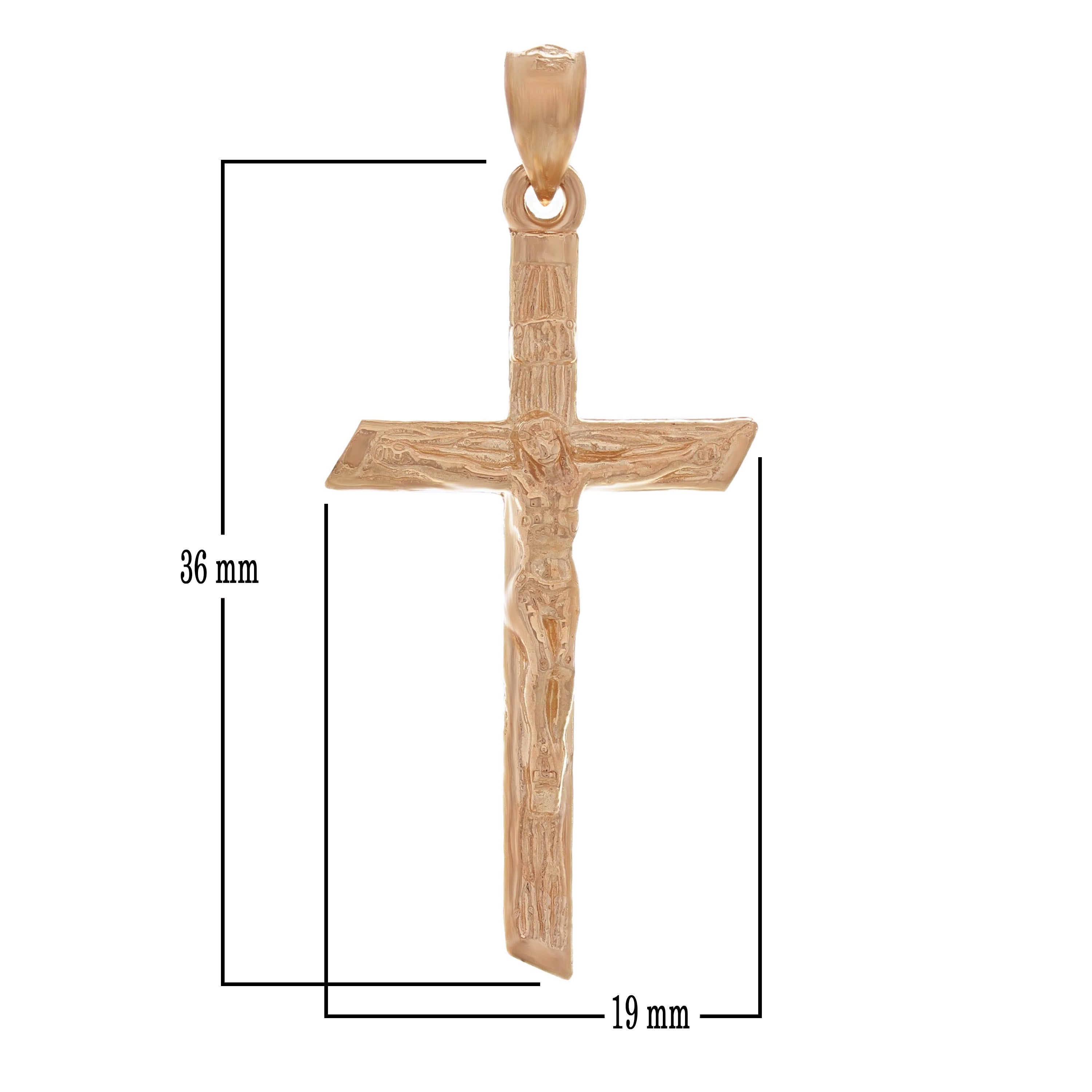 14k Rose Gold Bark Tree Trunk Jesus INRI Crucifix Cross Charm Pendant 4.6 grams - Rose