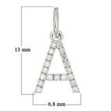14k White Gold Diamond Initial Letter A Charm Pendant - Letter A,White