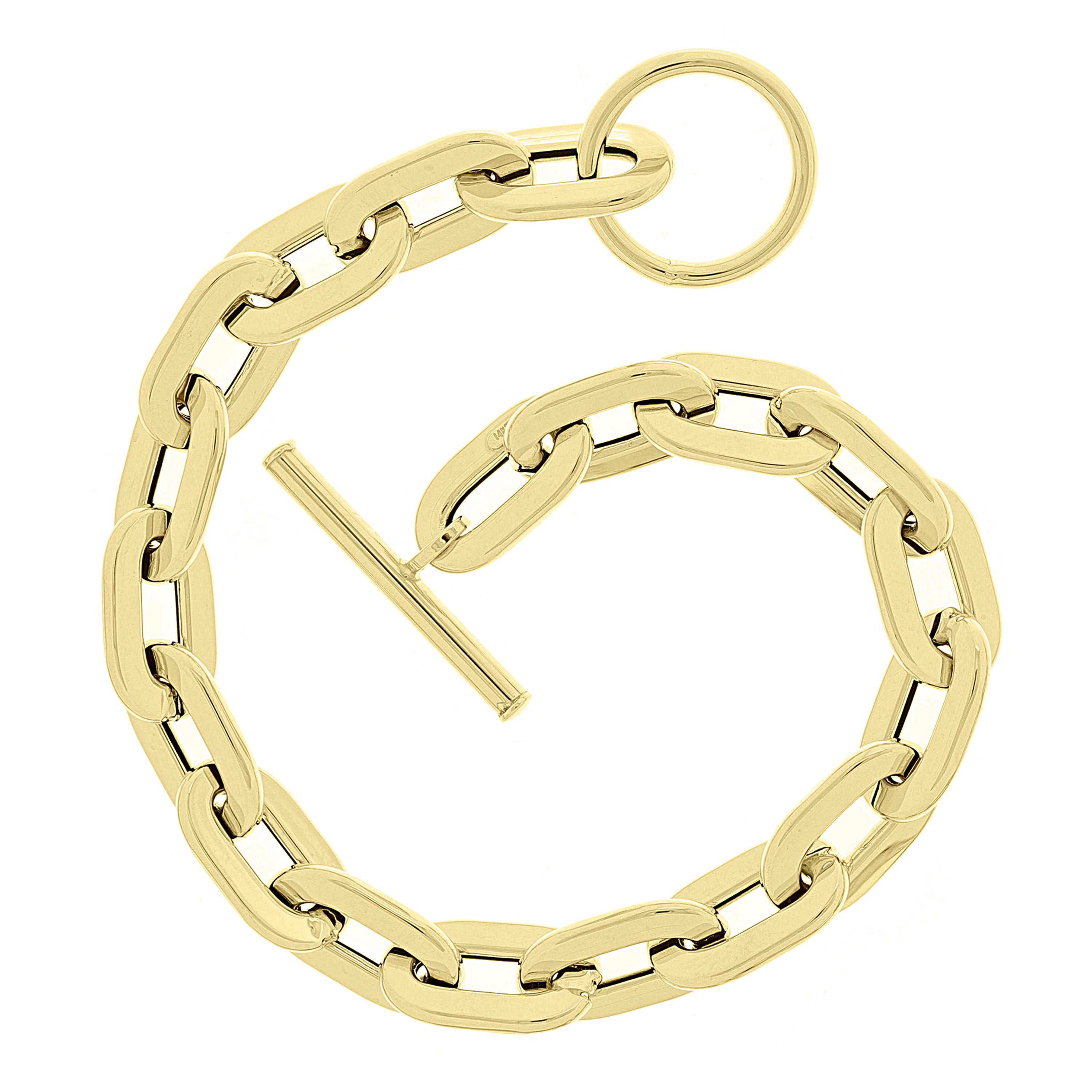 Italian 14k Yellow Gold Hollow Paper Clip Chain Bracelet 8.5" 9mm 12 grams