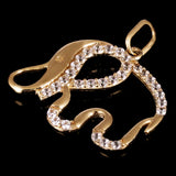 Italian 14k Yellow Gold Cut-Out Elephant Charm Pendant with Cubic Zirconia 1gram