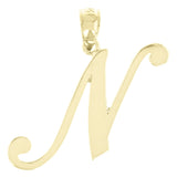 14k Yellow Gold Initial Letter N Alphabet Charm Pendant - Letter N,Yellow