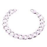 Men's 14k White Gold Solid Flat Cuban Chain Bracelet Link 7" 12.5mm 35 grams - 7"