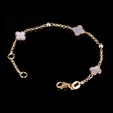 Italian 14k Yellow & White Gold Pearl Flower Charm Station Bracelet 7" 2 grams