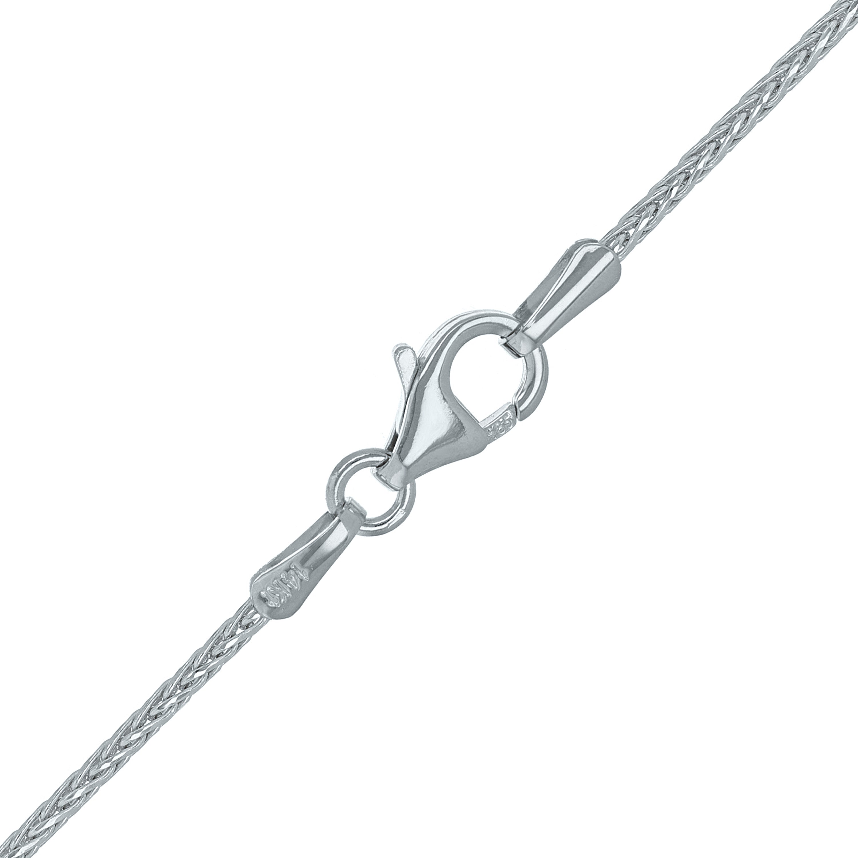 Italian 14k White Gold Solid Spiga Wheat Chain Necklace 16" 1.1mm 3.1 grams - White,1.1mm 16" 3 grams