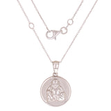 14k White Gold Buddha Medal Necklace 18" 4.6 grams - White